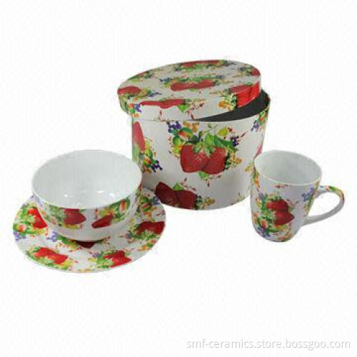 Porcelain/Ceramic Breakfast Set, Customized Logos Accepted, OEM Orders Welcomed